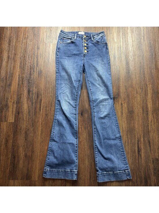 DRIFTWOOD Denim - Driftwood Wyatt Flare Flare Exposed Button Fly Distressed Medium Wash Size W26